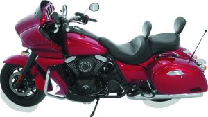 Kawasaki Vulcan 1700 Vaquero One-Piece Motorcycle Seat - Mustang Motorcycle - Driver and Passenger Backrest - Black - `11-`19